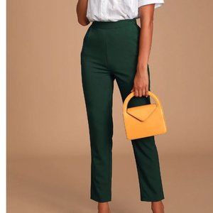 Lulus Kick It Forest Green High-Waisted Trouser Pants
